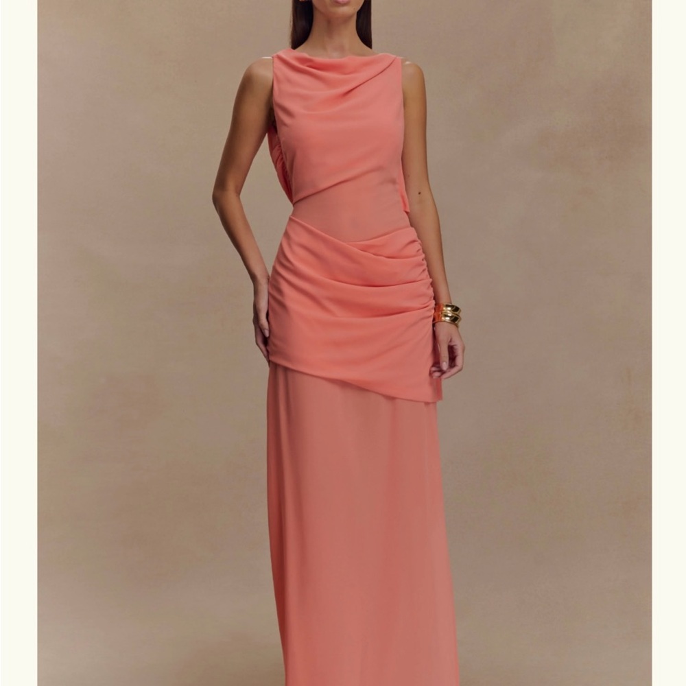 Meshki Elegant Coral Evening Gown